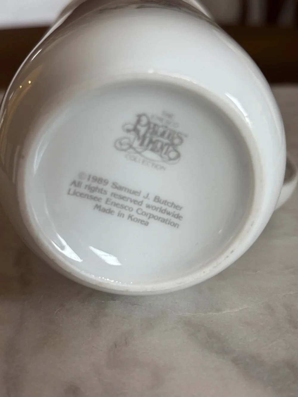 Vintage Precious Moments Personalized White Ceramic 'Cathy' Floral‎ Portrait Mug